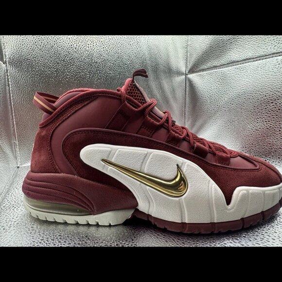RARE 🚀 Size 9.5 - Nike Air Max Penny 1 Red Maroon White Gold 685153-601 - Picture 5 of 10